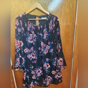 Miami Black and Pink Floral Blouse. Summer Cloth.